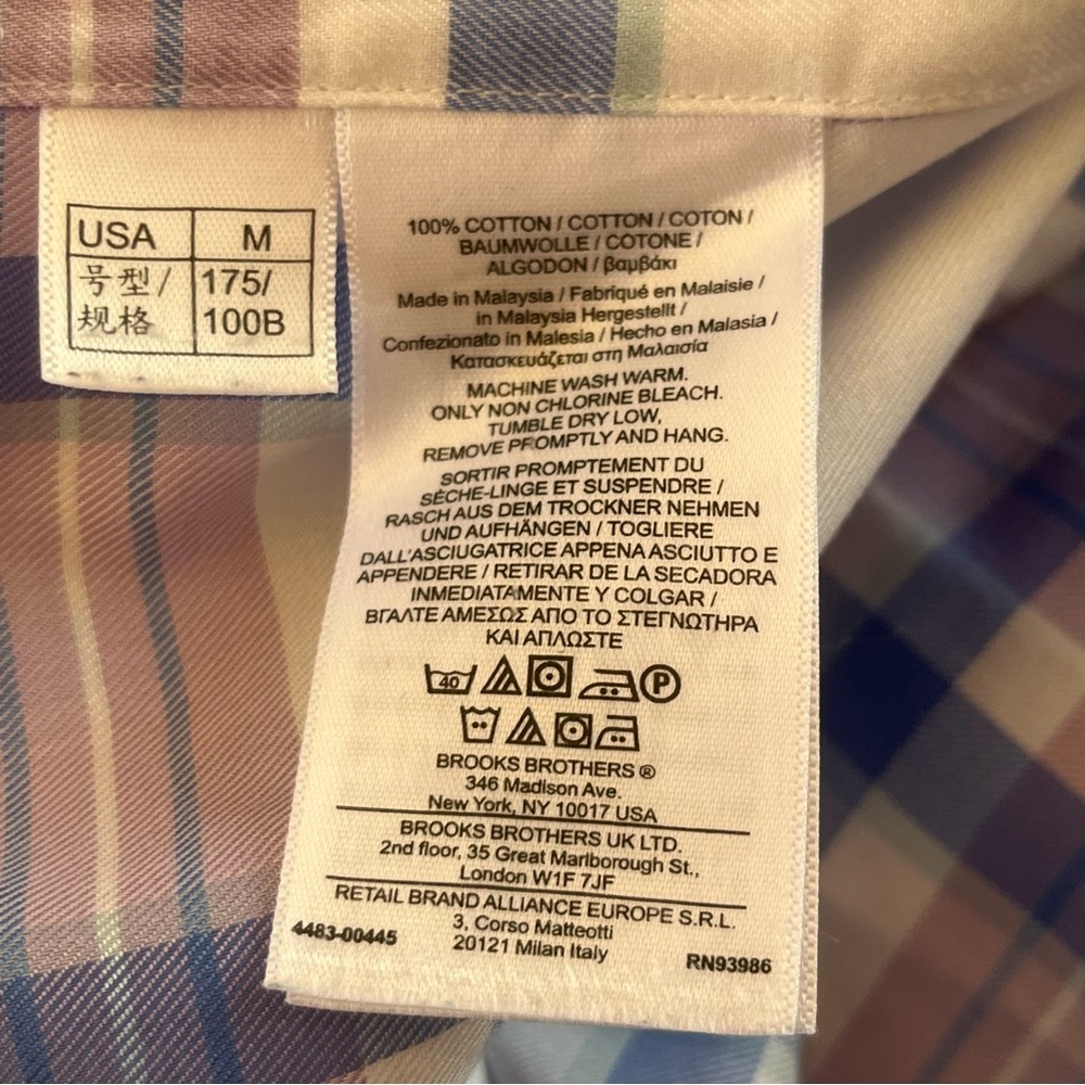 Brooks Brothers Non Iron Long Sleeve Shirt Purple White
Blue Plaid Sz M - Picture 7 of 9